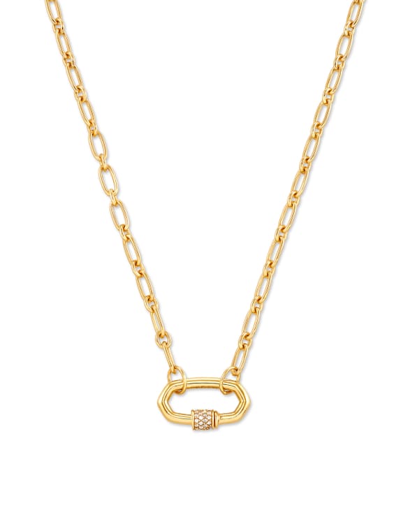 Bristol 18k Gold Vermeil Link Necklace in White Sapphire